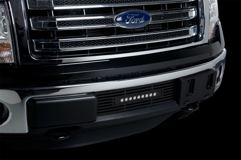 Ford F-150 Bumper Grille Inserts - Putco - Stainless Steel Bar Style + 10in Luminix Light Bar - Black - `11-`14
