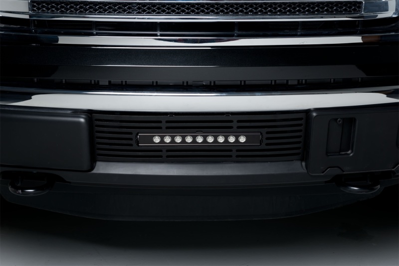 Ford F-150 Bumper Grille Inserts - Putco - Stainless Steel Bar Style + 10in Luminix Light Bar - Black - `11-`14
