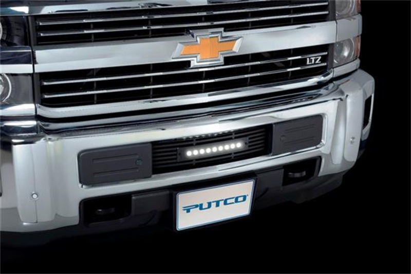 Chevrolet Silverado 3500 Bumper Grille Insert - Putco - Bar Design w/ 10 in. Curved Flush Luminix Light Bar - Black - `15-`19