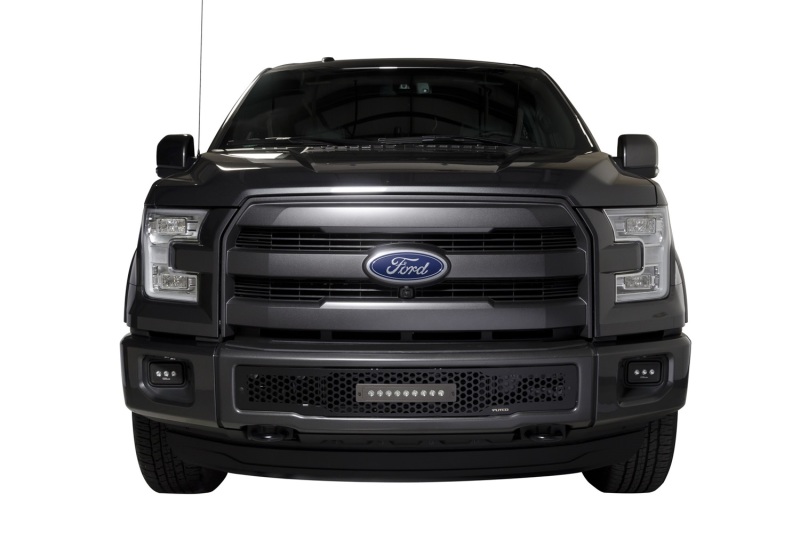 Ford F-150 Bumper Grille Insert - Putco - Punch Design w/ 10in Luminix Light Bar - Black - `15-`17