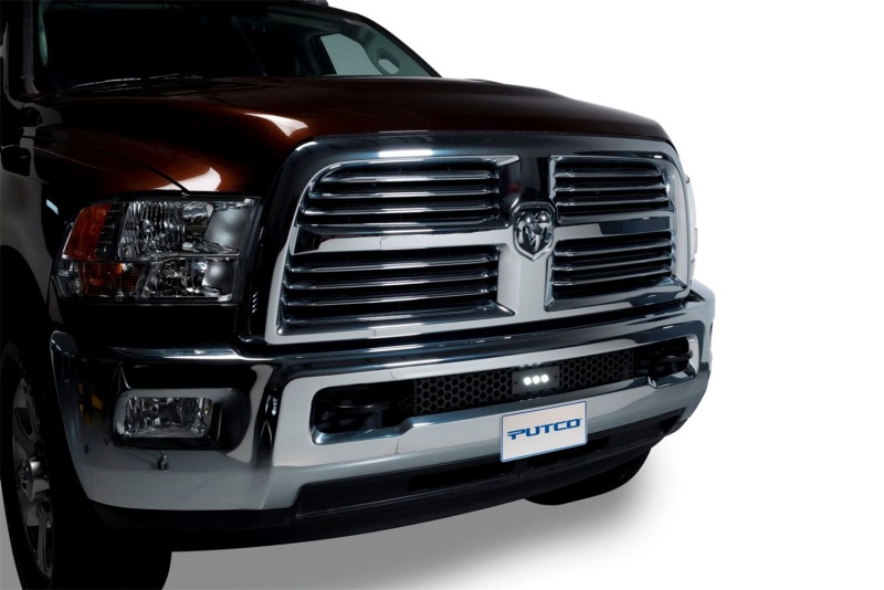Dodge Ram 2500 Bumper Grille Insert - Putco - Punch Style w/ 10in Luminix Light Bar - Black - `11-`19