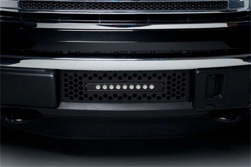 Ford F-150 Bumper Grille Insert - Putco - SS Black Punch w/ 10in Luminix Light Bar - Black - `11-`14