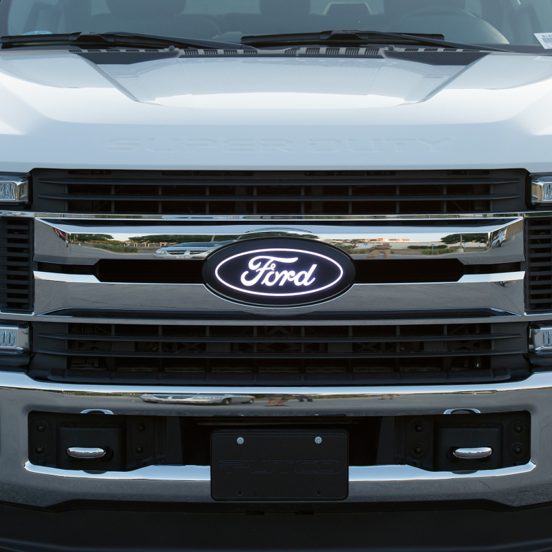 Ford F250 LED Emblem - Front - Putco - Luminix with Camera CutOut - White - `17-`19
