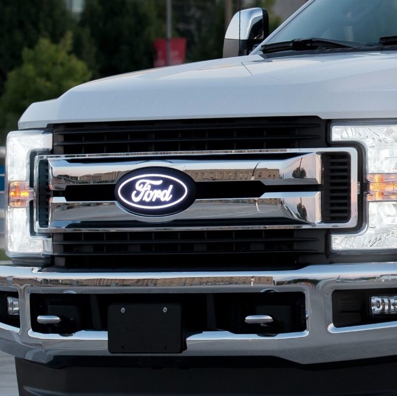 Ford F450 LED Emblem - Front - Putco - Luminix with Camera CutOut - White - `17-`19