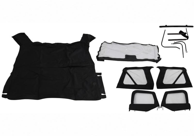 Jeep Wrangler Complete Soft Top - Rampage - Complete Top Kit with Frame and Hardware - Black Diamond - `97-`06