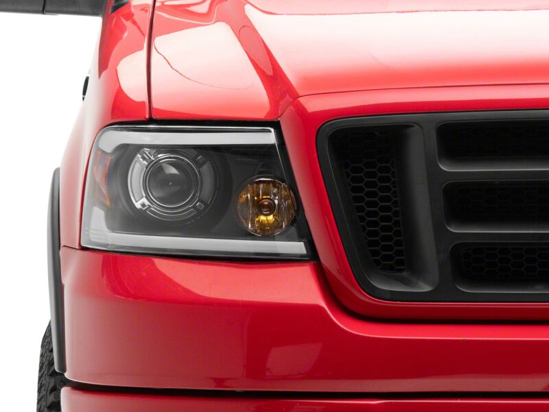 Ford F-150 LED Headlights - Raxiom - Axial Series Projector with LED Bar - Black - `04-`08