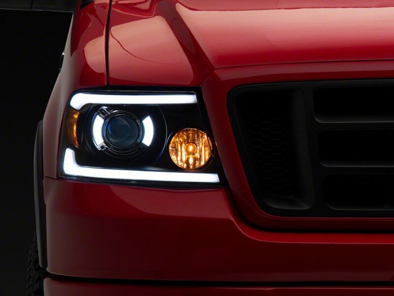 Ford F-150 LED Headlights - Raxiom - Axial Series Projector with LED Bar - Black - `04-`08