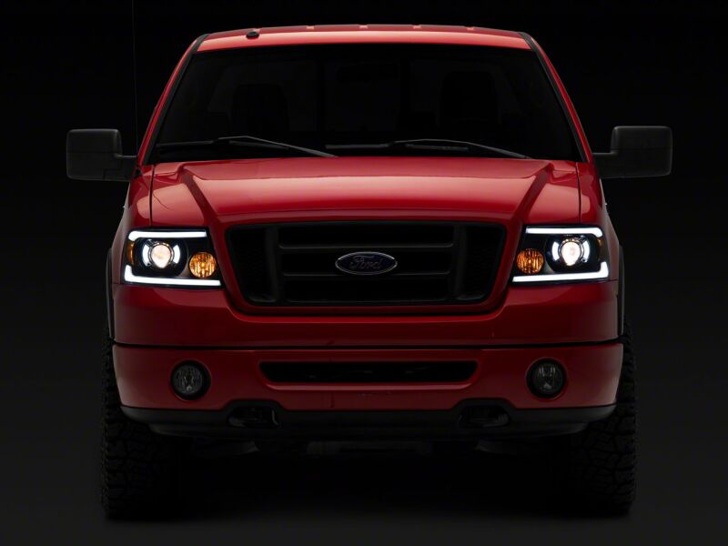 Ford F-150 LED Headlights - Raxiom - Axial Series Projector with LED Bar - Black - `04-`08