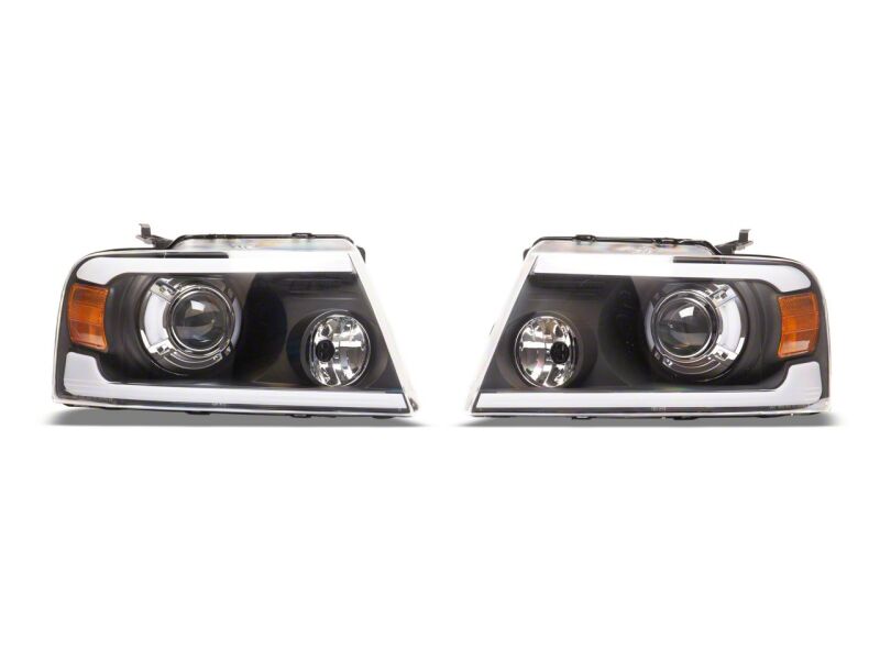 Ford F-150 LED Headlights - Raxiom - Axial Series Projector with LED Bar - Black - `04-`08