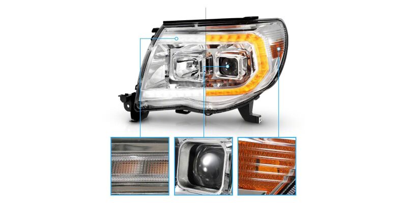 Toyota Tacoma LED Headlights - Raxiom - Axial Series Switchback Proj - Chrome - `05-`11