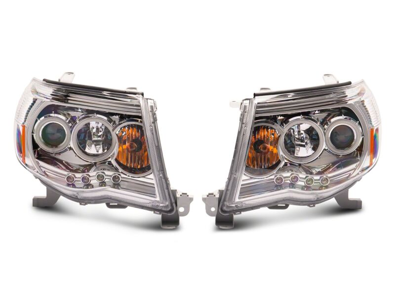Toyota Tacoma LED Headlights - Raxiom - Halo Projector, Chrome Housing, Clear Lens - Super White - `05-`09