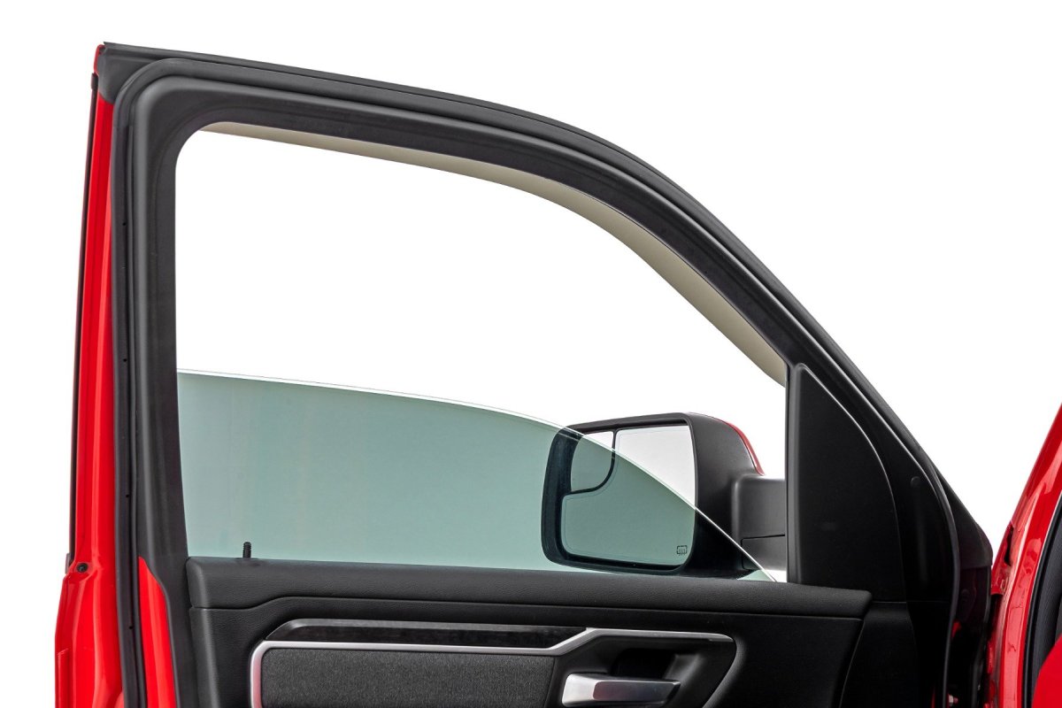 Ram 1500 TRX Side Window Deflectors - Rough Country - Tape On Rain ...