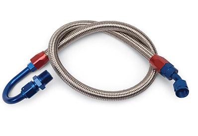 Jeep Wrangler Fuel Hose Kit - Russell - Stainless Steel Braided Hose with Anodized Aluminum Hose Ends - Stainless Steel - `97-`06