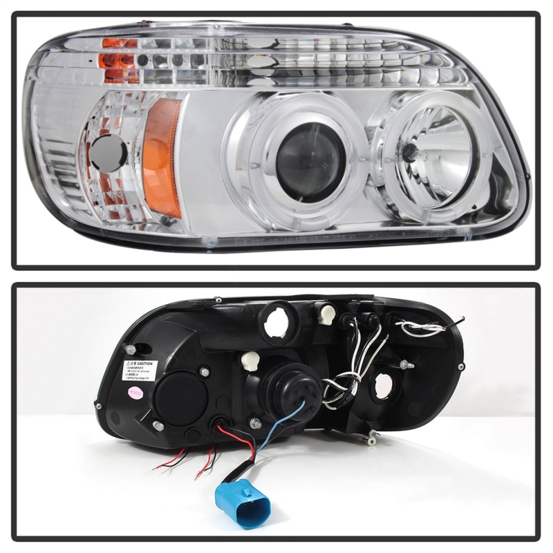 Ford Explorer Headlights - SPYDER - LED Halo - Chrome - Chrome - `95-`01