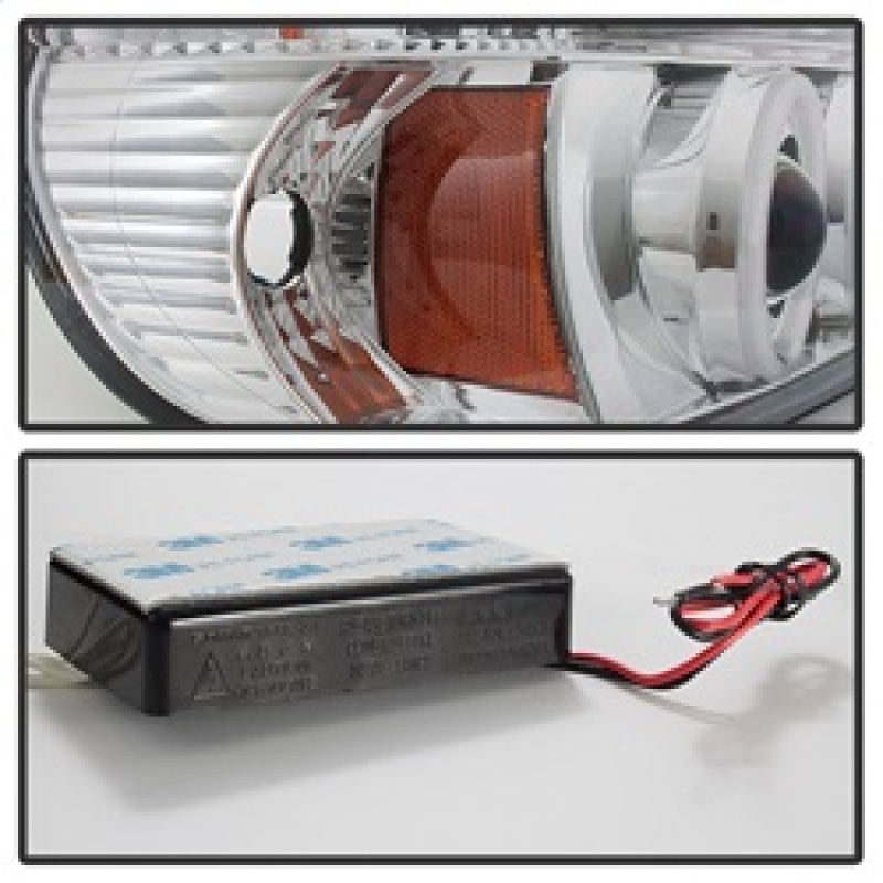 Ford Explorer Headlights - SPYDER - LED Halo - Chrome - Chrome - `95-`01