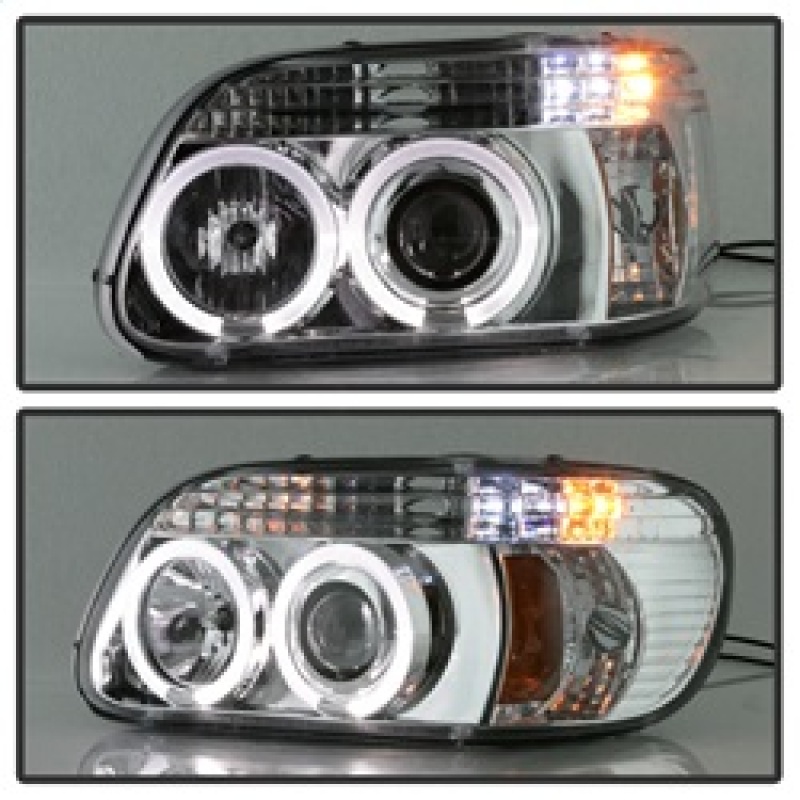 Ford Explorer Headlights - SPYDER - LED Halo - Chrome - Chrome - `95-`01