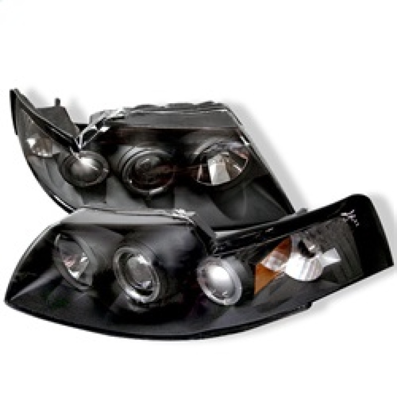 Ford Mustang Headlights - SPYDER - Projector, LED Halo, High H1, Low H1 - Black - `99-`04