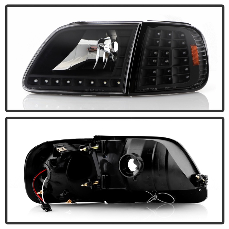 Ford F-150 Headlights - Front - SPYDER - xTune Crystal, Black Housing w/ Clear LED Corners - Black - `97-`03