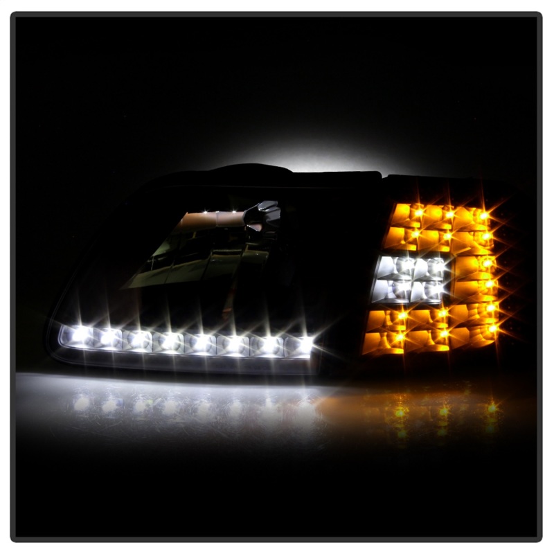 Ford F-150 Headlights - Front - SPYDER - xTune Crystal, Black Housing w/ Clear LED Corners - Black - `97-`03