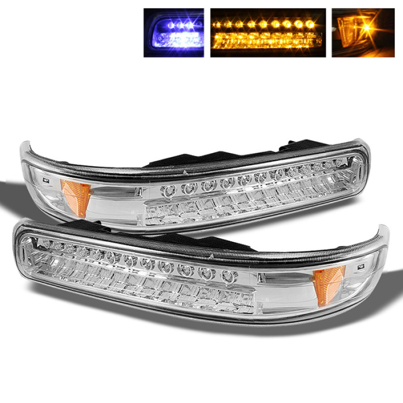Chevrolet Silverado Bumper Lights - Front - SPYDER - xTune LED - Amber/Chrome - `99-`02