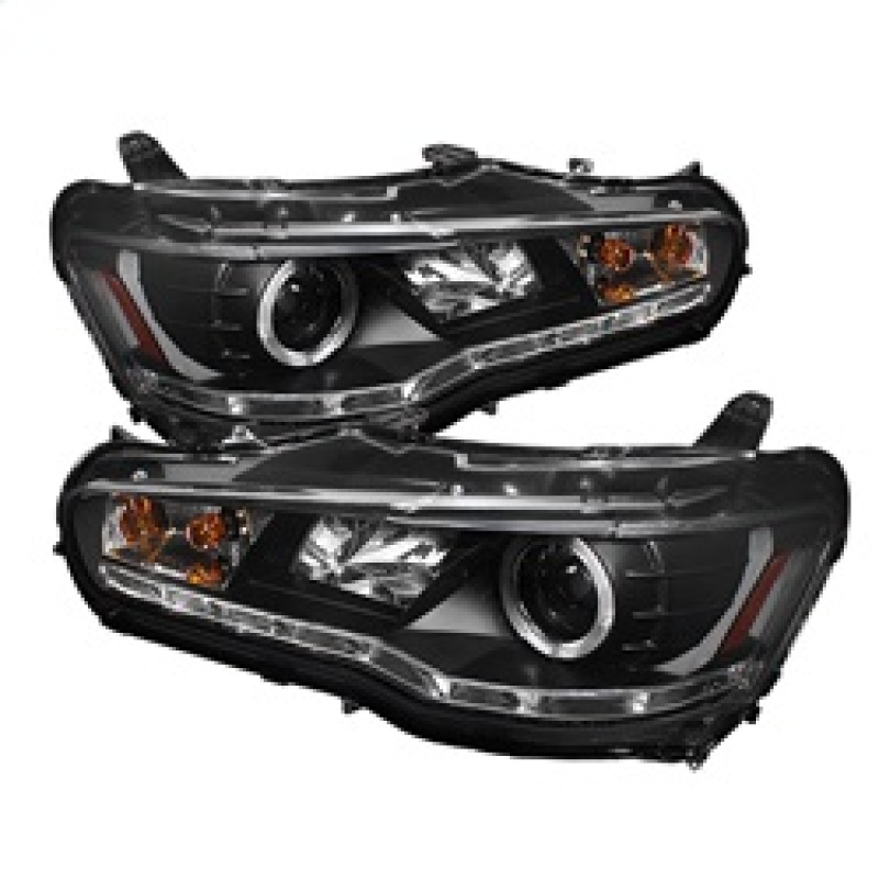 Mitsubishi Evolution Headlights - SPYDER - Projector Xenon/HID LED Halo DRL - Black - `08-`14