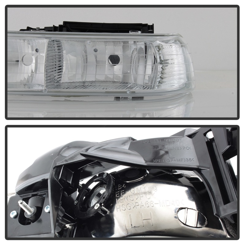 Chevrolet Tahoe Headlights + Bumper Lights - Front - SPYDER - xTune Amber Crystal, Chrome Housing - Chrome/Amber - `00-`06