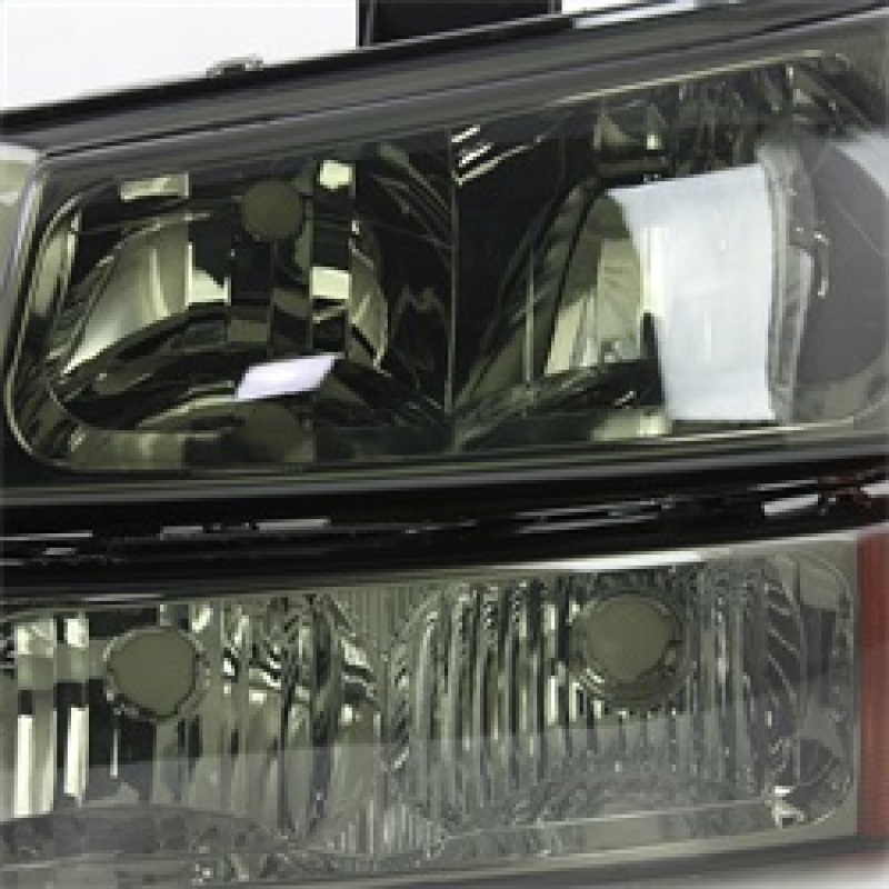 Chevrolet Silverado 2500 HD Headlights + Bumper Lights - Front - SPYDER - xTune Crystal with Amber Bumper Lights - Smoke - `03-`06