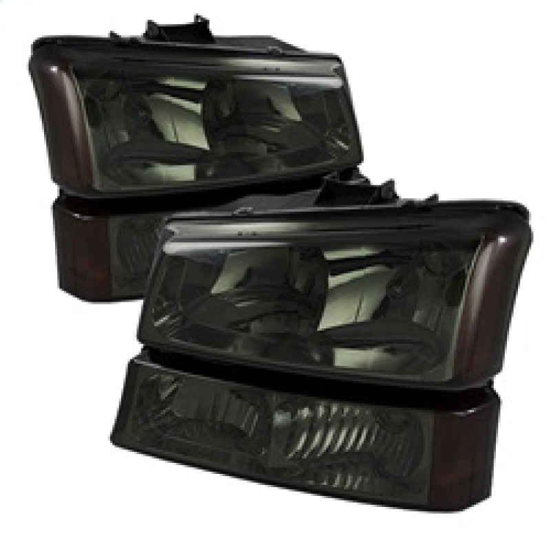 Chevrolet Silverado 2500 HD Headlights + Bumper Lights - Front - SPYDER - xTune Crystal with Amber Bumper Lights - Smoke - `03-`06