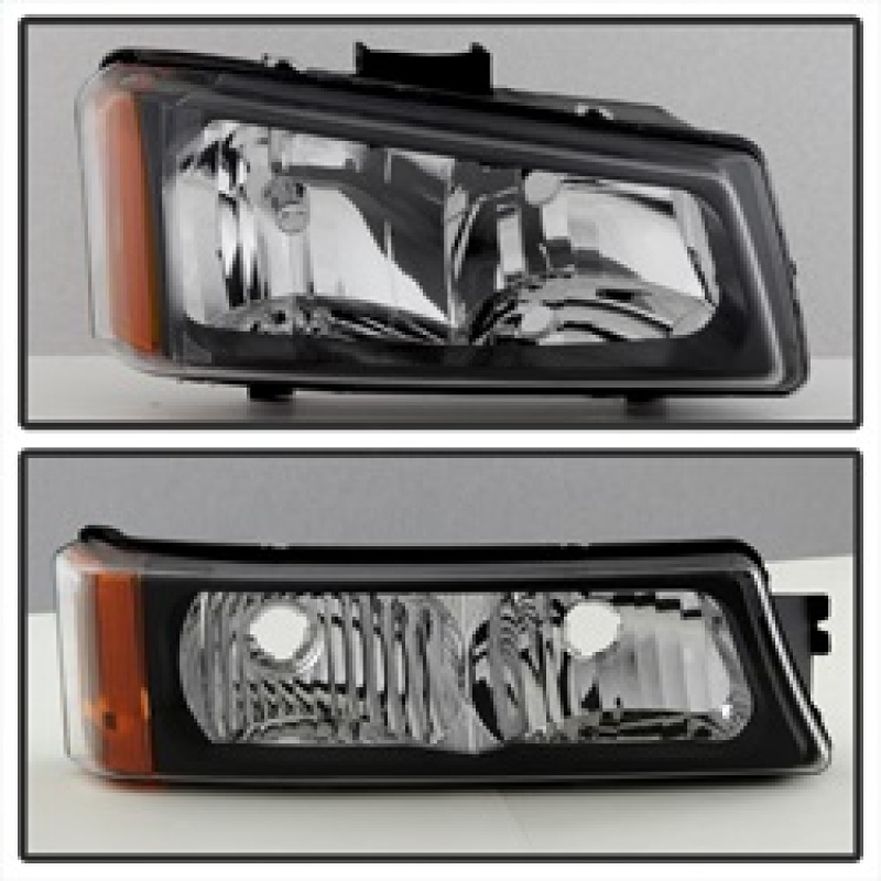 Chevrolet Silverado 2500 HD Headlights with Bumper Lights - Front - SPYDER - xTune Crystal, Black Housing - Black - `03-`06