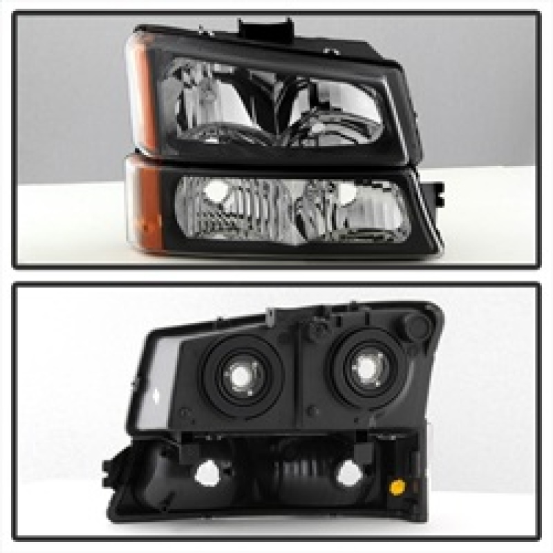 Chevrolet Silverado 2500 HD Headlights with Bumper Lights - Front - SPYDER - xTune Crystal, Black Housing - Black - `03-`06