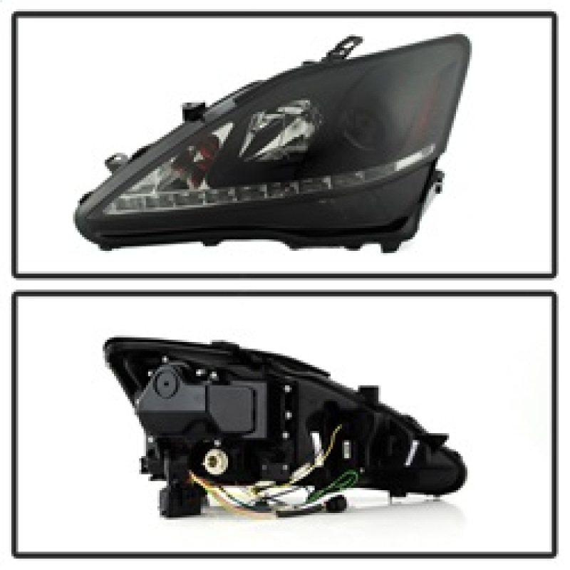 Lexus IS Headlights - SPYDER - DRL Projector - Black Smoke - `06-`10