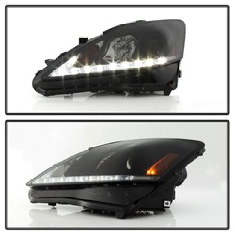 Lexus IS Headlights - SPYDER - DRL Projector - Black Smoke - `06-`10
