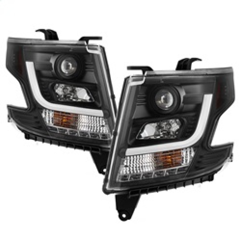 Chevrolet Tahoe Headlight Set - SPYDER - DRL LED Projector Headlights - Black - `15-`16