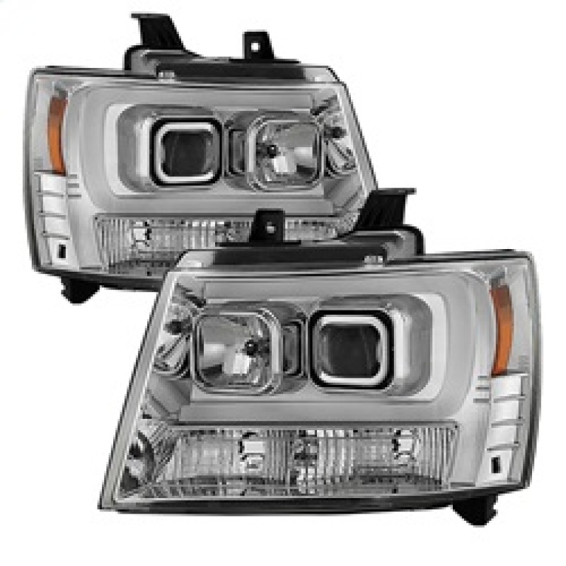 Chevrolet Tahoe Projector Headlights - SPYDER - Version 2 Light Bar DRL - Chrome - `07-`14
