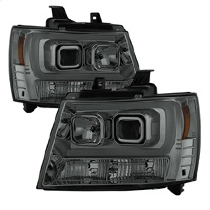 Chevrolet Tahoe Headlights - SPYDER - V2 Projector Light Bar DRL - Smoke - `07-`14