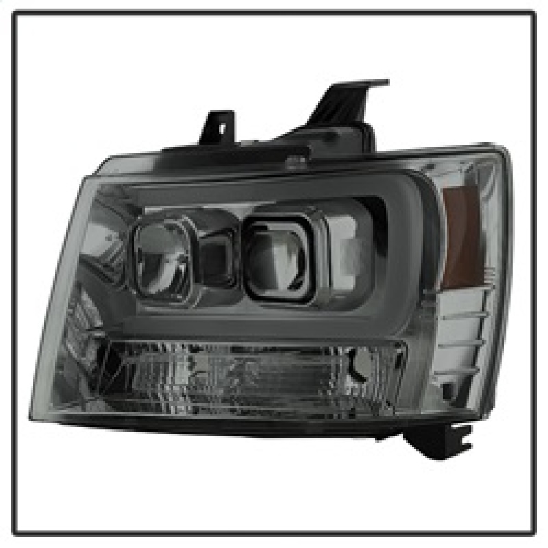 Chevrolet Tahoe Headlights - SPYDER - V2 Projector Light Bar DRL - Smoke - `07-`14