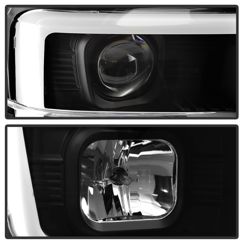 Ford F-250 Headlights - SPYDER - Projector Headlights V2 - Light Bar DRL - Black - `08-`10