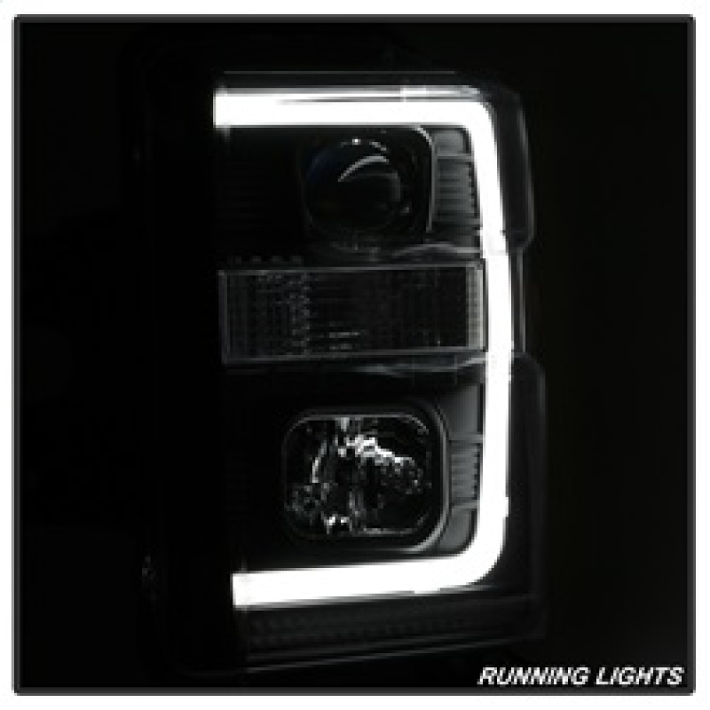 Ford F-250 Headlights - SPYDER - Projector Headlights V2 - Light Bar DRL - Black - `08-`10