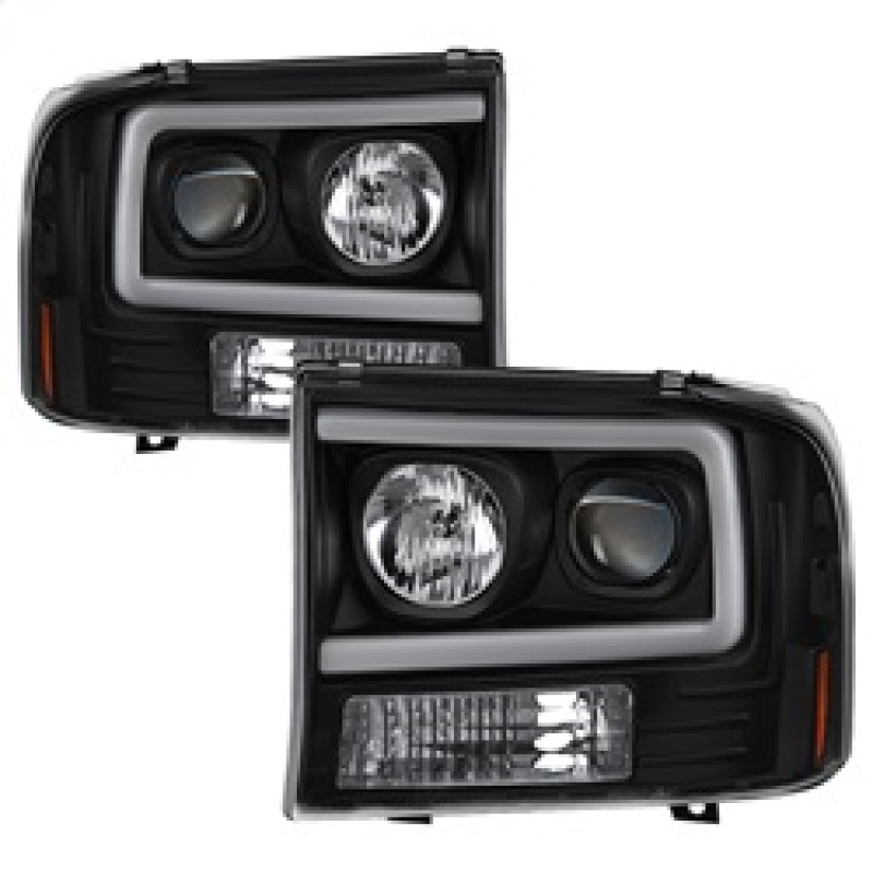 Ford F250 Super Duty Headlight Set - SPYDER - Light Bar Projector - Black - `99-`04