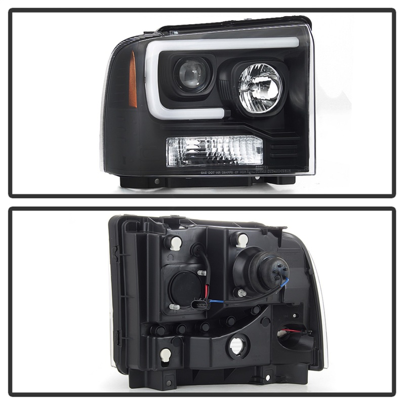 Ford F350 Headlights - SPYDER - Projector Light Bar - Black - `05-`07