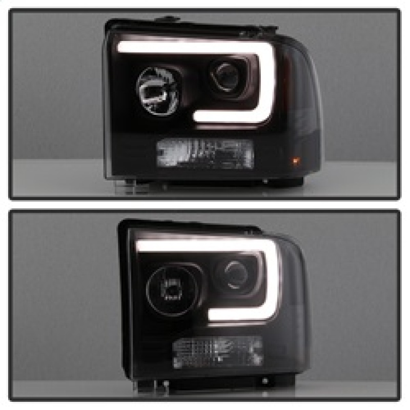 Ford F350 Headlights - SPYDER - Projector Light Bar - Black - `05-`07