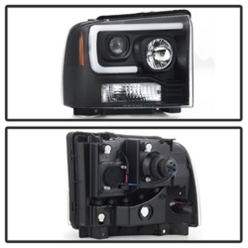 Ford F450 Headlights - SPYDER - Projector Light Bar - Black - `05-`07