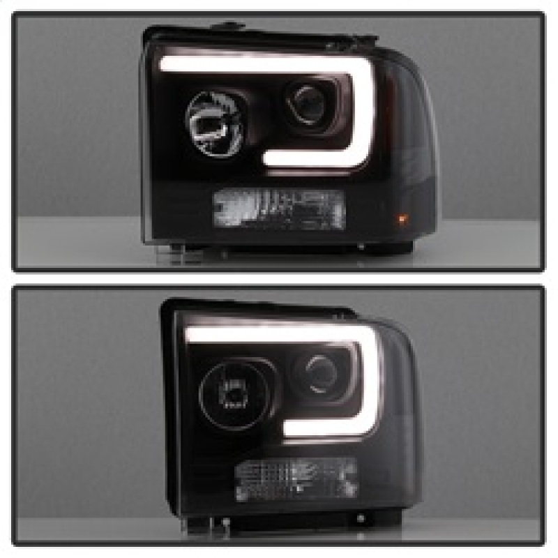 Ford F450 Headlights - SPYDER - Projector Light Bar - Black - `05-`07