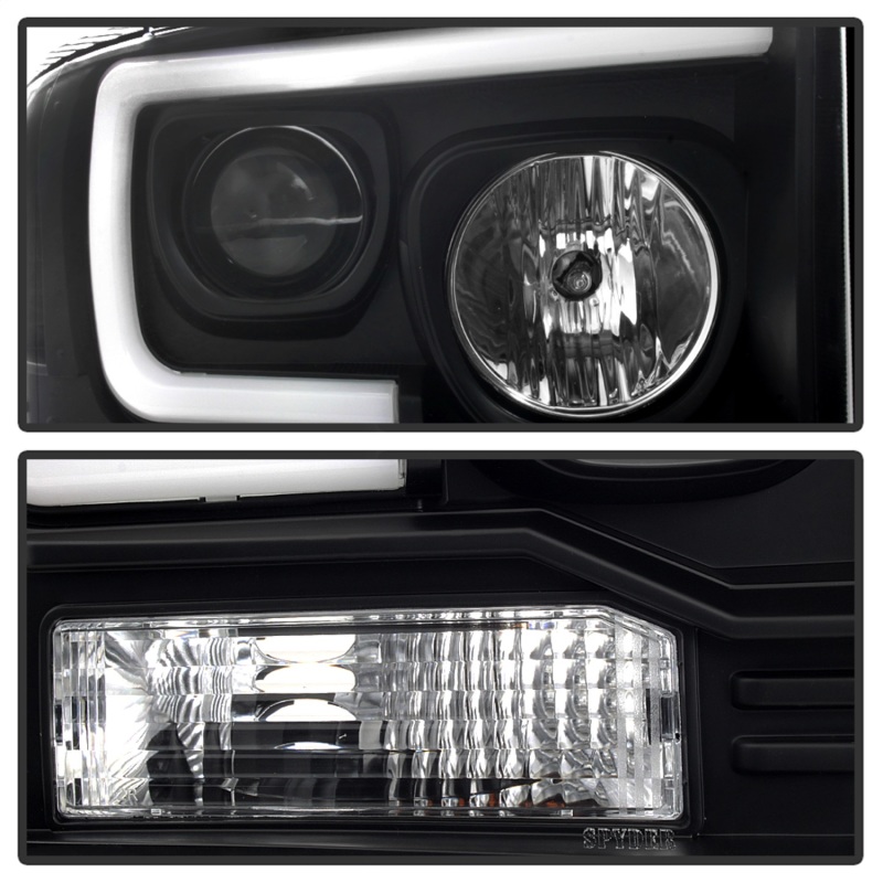 Ford F450 Headlights - SPYDER - Projector Light Bar - Black - `05-`07