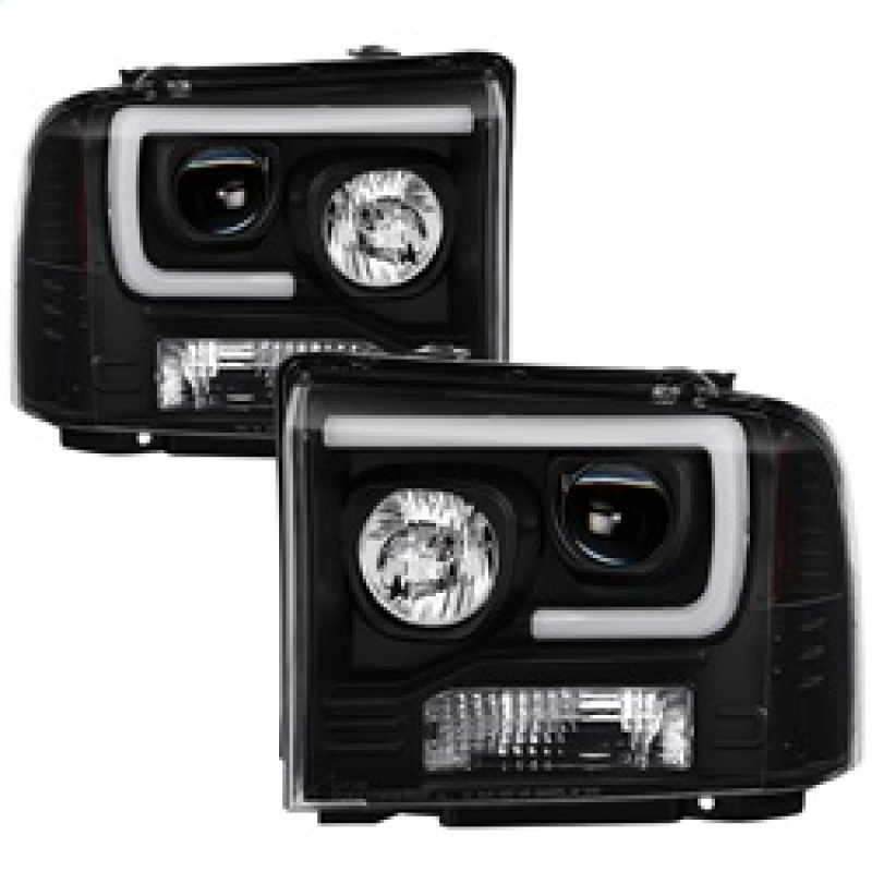 Ford F450 Headlights - SPYDER - Projector Light Bar - Black - `05-`07