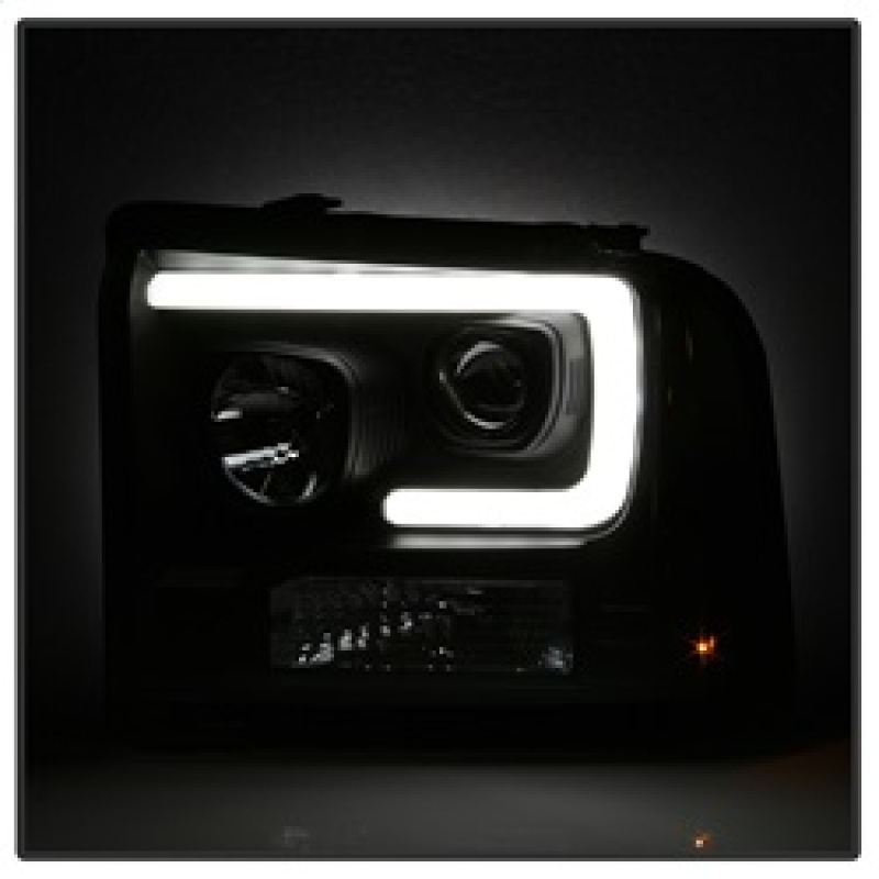 Ford F450 Headlights - SPYDER - Projector Light Bar - Black - `05-`07