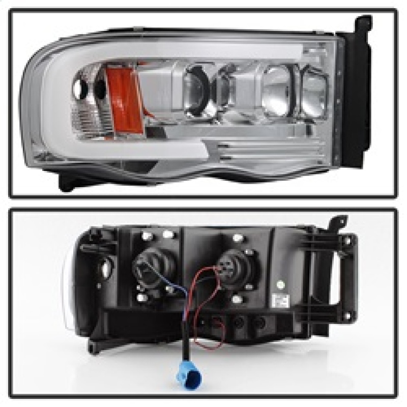 Dodge Ram 1500 Headlights - SPYDER - Projector Headlights - Version 2 - Light Bar DRL - Chrome - `02-`05