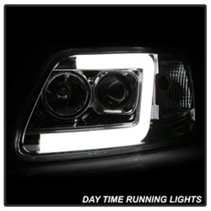 Ford F-150 Headlight Set - SPYDER - Version 2 - Light Bar DRL - Chrome - `97-`03