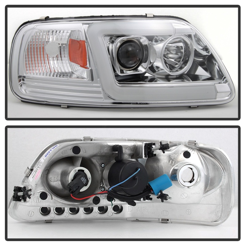 Ford F-150 Headlight Set - SPYDER - Version 2 - Light Bar DRL - Chrome - `97-`03