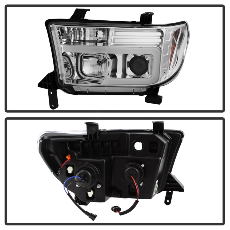Toyota Tundra Headlight Set - SPYDER - Version 2 - Light Bar DRL - Projector - Chrome - `07-`13